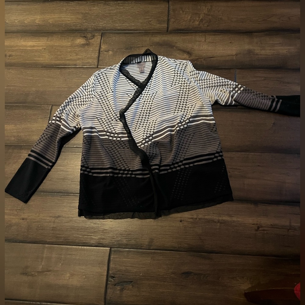 Chico's Easywear Black and White Striped Top